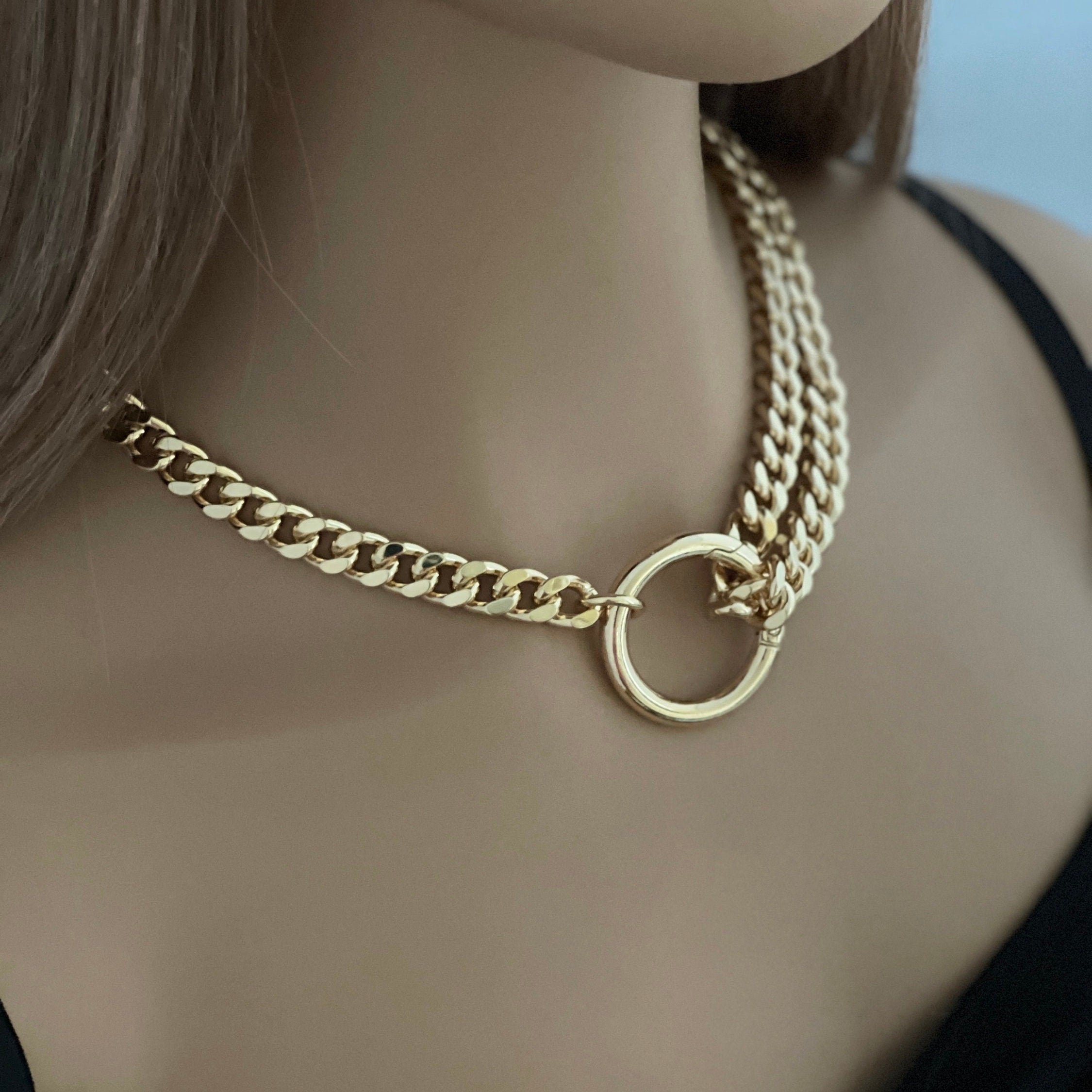 Chunky Gold Miami Cuban Chain Necklace-Thick Chunky Chain-Double Layer