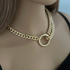 Chunky Gold Miami Cuban Chain Necklace - Double Layer, Round Lock