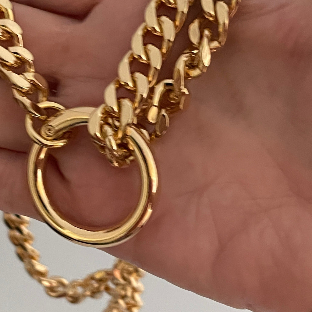Chunky Gold Miami Cuban Chain Necklace - Double Layer, Round Lock