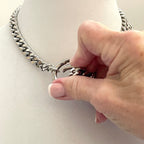 Chunky Silver Miami Cuban Chain Necklace, Double Strand
