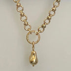 Gold Cable Chain Necklace- Hand Wired Replica Baroque Pearl Pendant-Micro Pave Spring Ring Clasp-Gift For Her