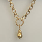 Gold Cable Chain Necklace- Hand Wired Replica Baroque Pearl Pendant-Micro Pave Spring Ring Clasp-Gift For Her