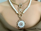 Gold Starfish Pendant Necklace – CZ Toggle Clasp, Wheat Rope Chain