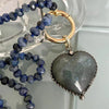 Lapis Lazuli Rondelle Necklace-Labradorite Heart Shaped Pendant-Semi-Precious Stones-17in length-Gold Spring Lock Clasp-Gift For Her