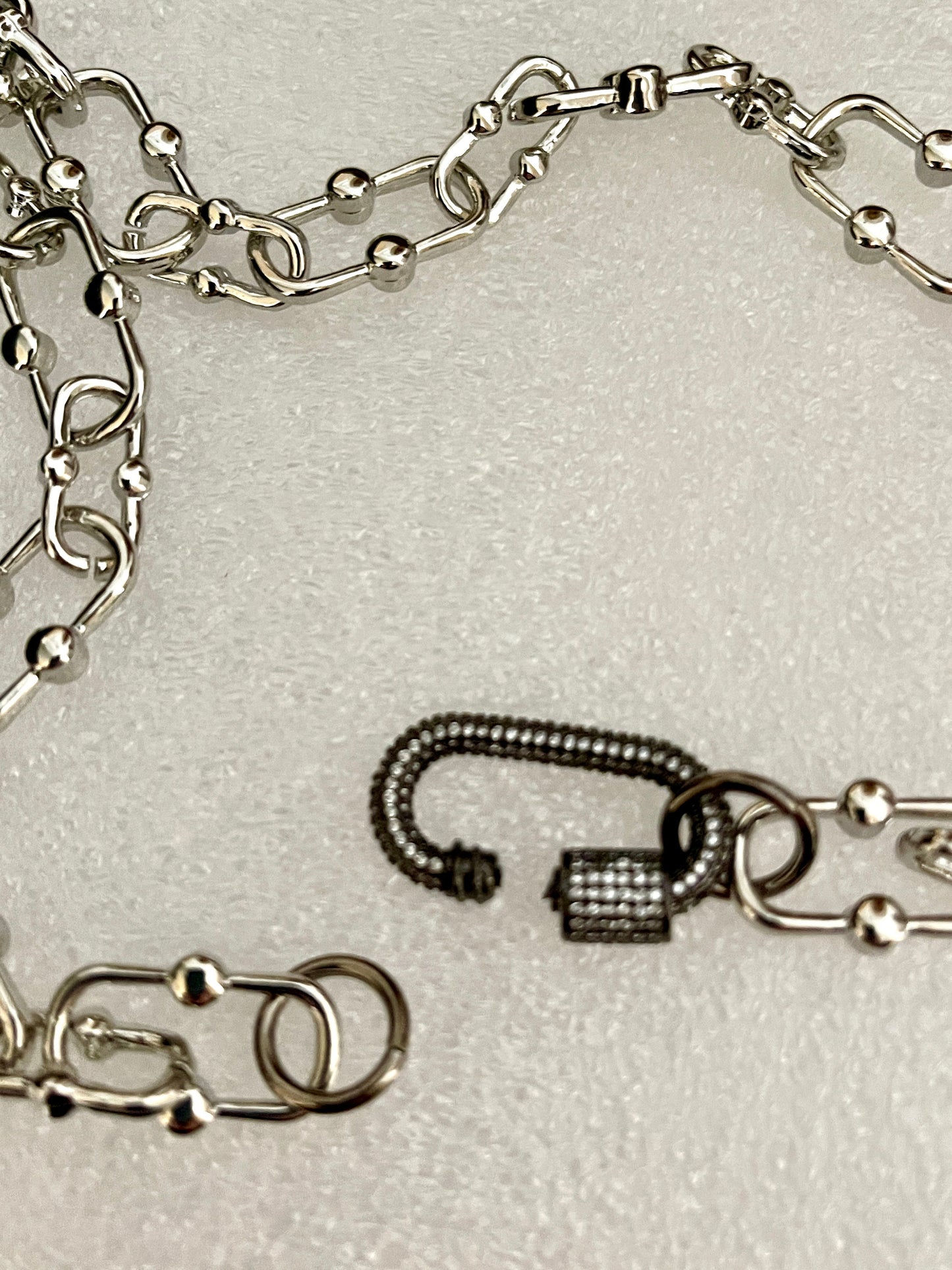 Silver Carabiner Necklace-Chunky Silver Cable Chain-Gunmetal Cubic Zirconia Clasp-Micro Pave Carabiner Clasp-Screw Lock Clasp-Gift For Her