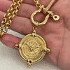 Gold Bee Pendant-Rolo Chain- CZ Shackle-CZ Connector Feature-French Bee Pendant-Coin Medallion-Equestrian Jewelry