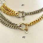 Two-Tone Miami Cuban Chain Necklace, Shackle Clasp