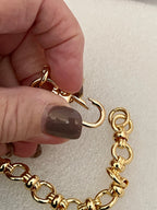 Gold Chunky Chain Bracelet – French Bee Coin Charm, Carabiner Clasp