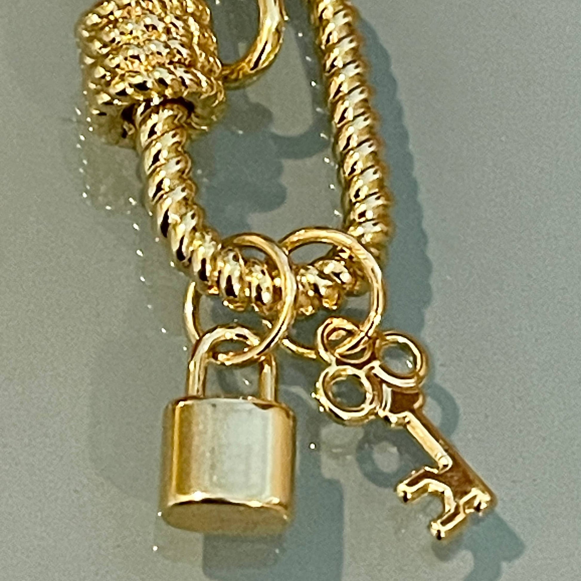 Gold Carabiner Chain Necklace--Gold Padlock And Key Charms-Paperclip Link Chain-Gold Rope Carabiner Clasp-Chain Choker Necklace