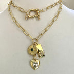 Gold Paperclip Chain-Multi-charm Necklace/Gold Shackle Necklace-CZ Lock Charm