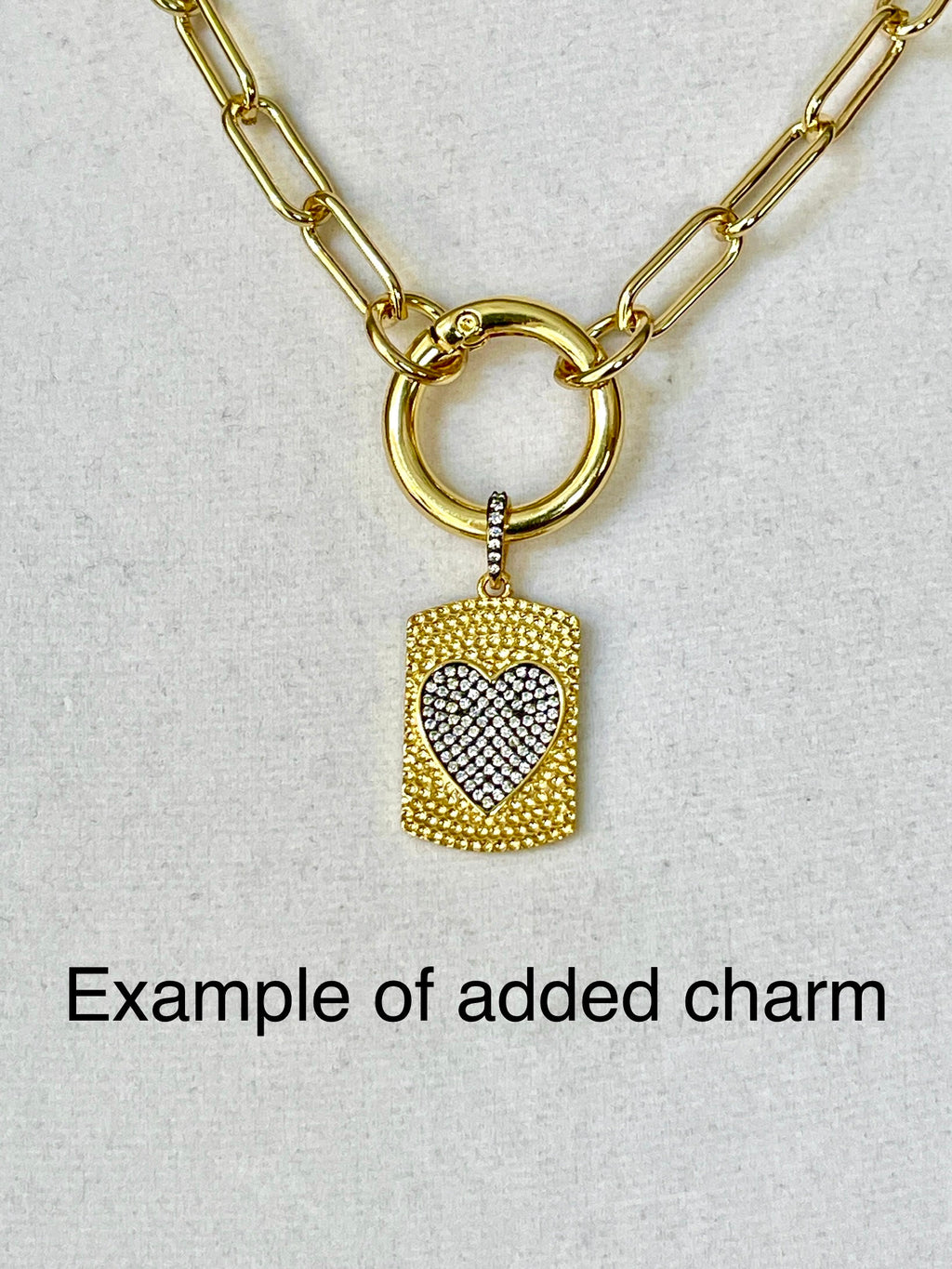 Gold or Silver Paperclip Charm Necklace with Clasp