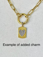 Gold or Silver Paperclip Charm Necklace with Clasp