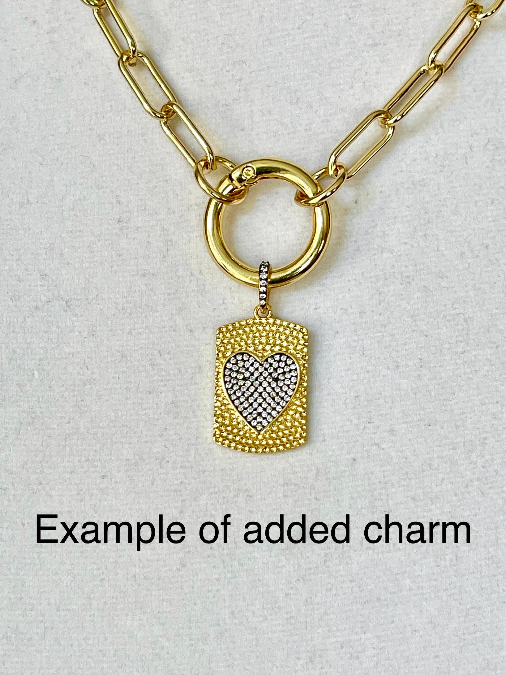 Gold or Silver Paperclip Charm Necklace with Clasp