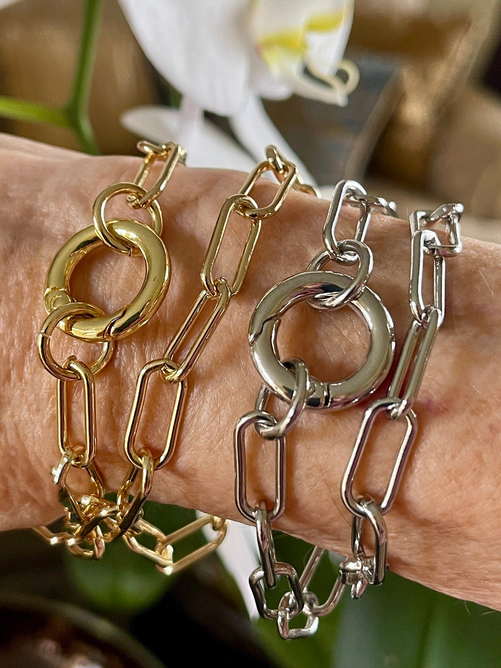 Gold or Silver Paperclip Charm Necklace with Clasp