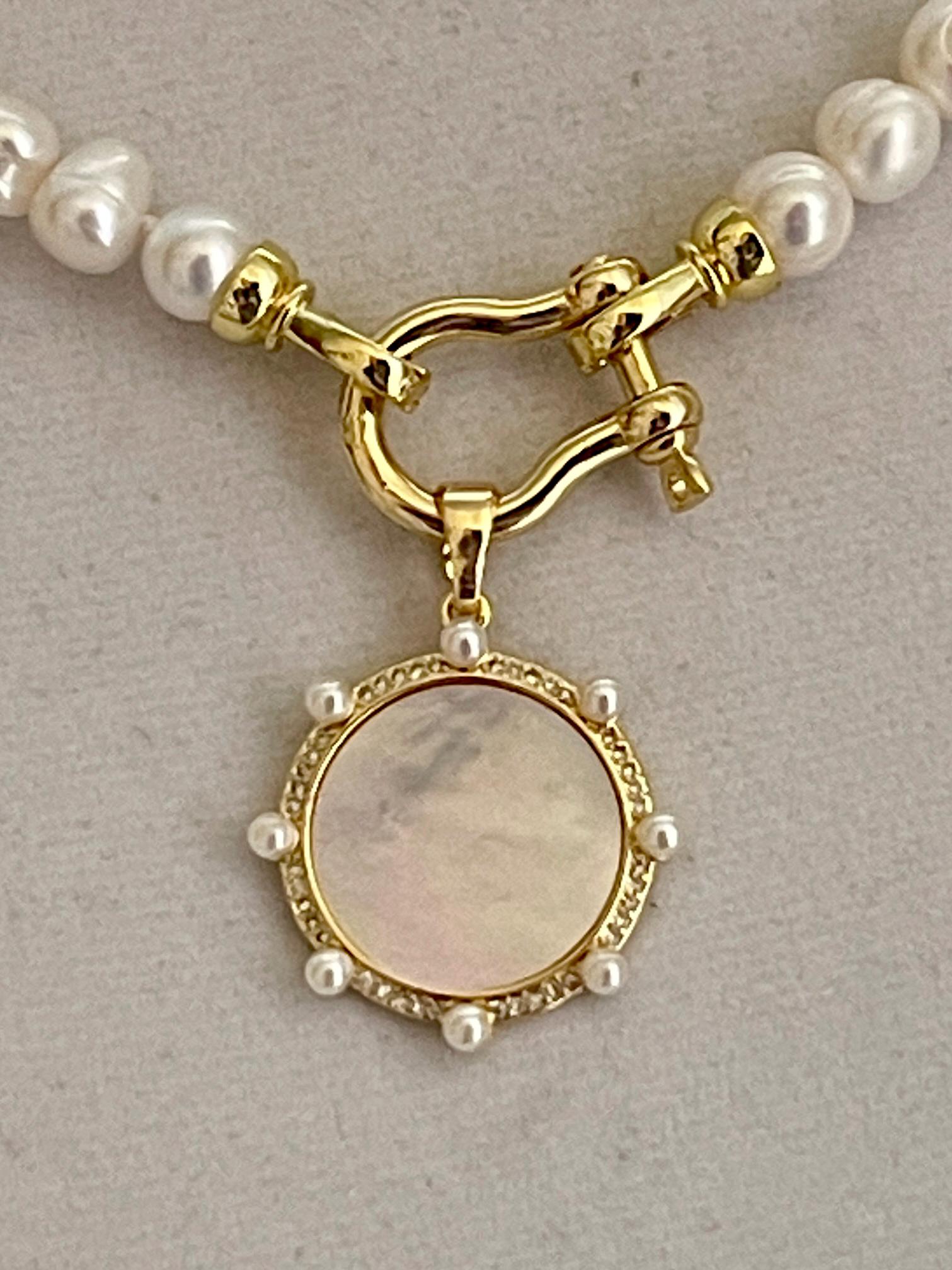 Fresh Water Pearl Necklace-Hand Knotted Necklace-Gold-Shackle Clasp- Fold Over Snap Clasps-16ins-18ins-20ins-Gift For Her