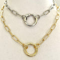Gold or Silver Paperclip Charm Necklace with Clasp