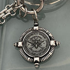 Silver Chunky Chain Necklace, French Bee Coin Pendant, Art Deco Style