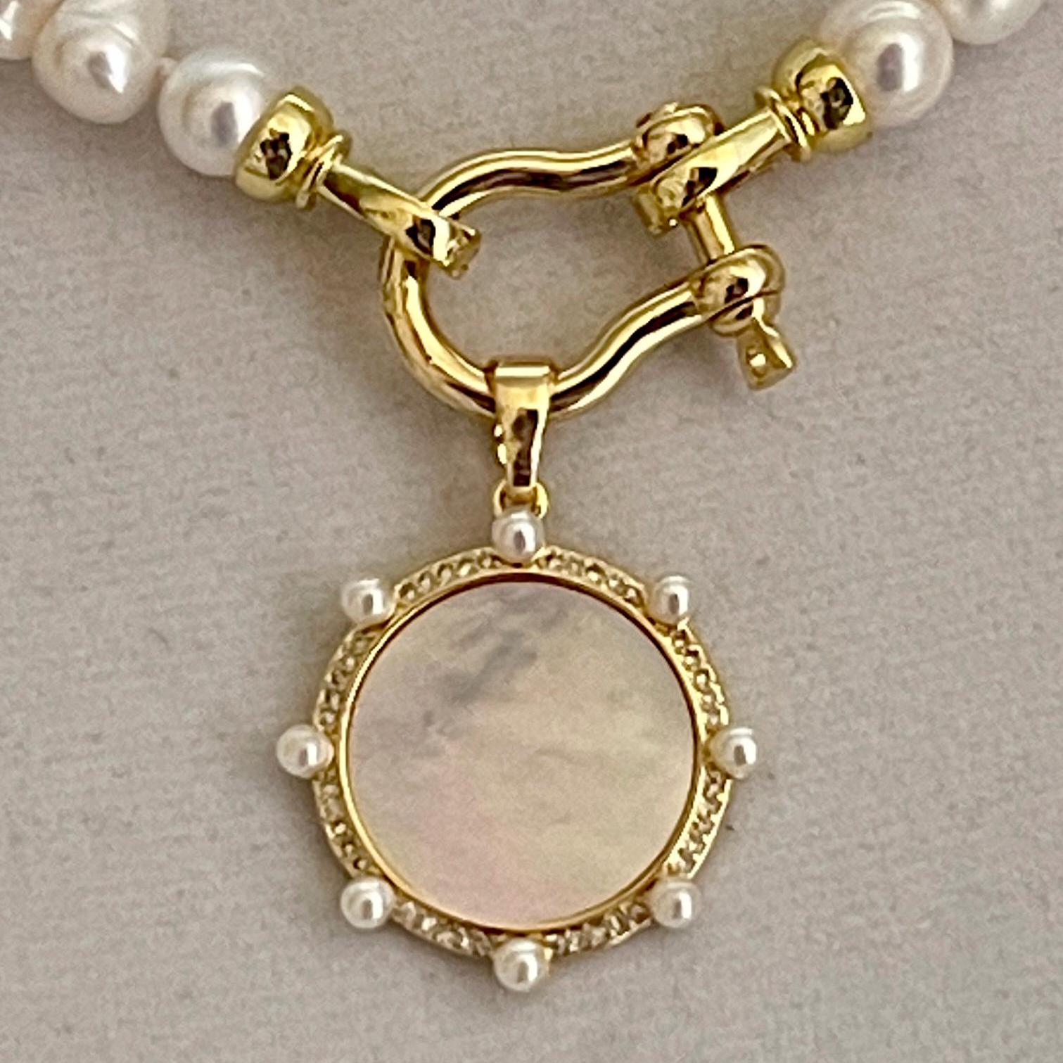 Fresh Water Pearl Necklace-Hand Knotted Necklace-Gold-Shackle Clasp- Fold Over Snap Clasps-16ins-18ins-20ins-Gift For Her