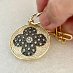 Gold Paperclip Chain Necklace-Large CZ Micro Pave Clover Pendant-Cubic Zirconia Clover Medallion-Gold Spring Lock Clasp- Aesthetic Necklace