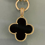 Gold Paperclip Chain-Mixed Charm Necklace-Black Enamel Clover Pendant-Black Heart Charm- Mariner CZ Connector-Lobster Clasp-Gift For Her