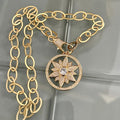 Matte Gold Cable Chain Necklace- Large Micro Pave Cutout Flower Pendant- Cubic Zirconia Pendant -CZ Lobster Clasp
