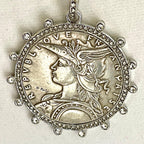 Silver Reproduction French Coin Necklace-Porcelain Coin Shape Pearl