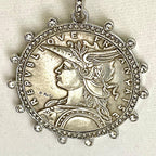 Silver Reproduction French Coin Necklace-Porcelain Coin Shape Pearl