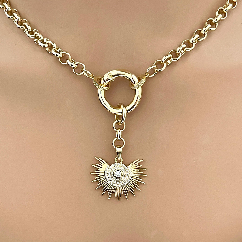 Custom Gold Layering Charm Necklace-Rolo Chain-Choose Your Pendant -Mix And Match Necklace-Gift For Her