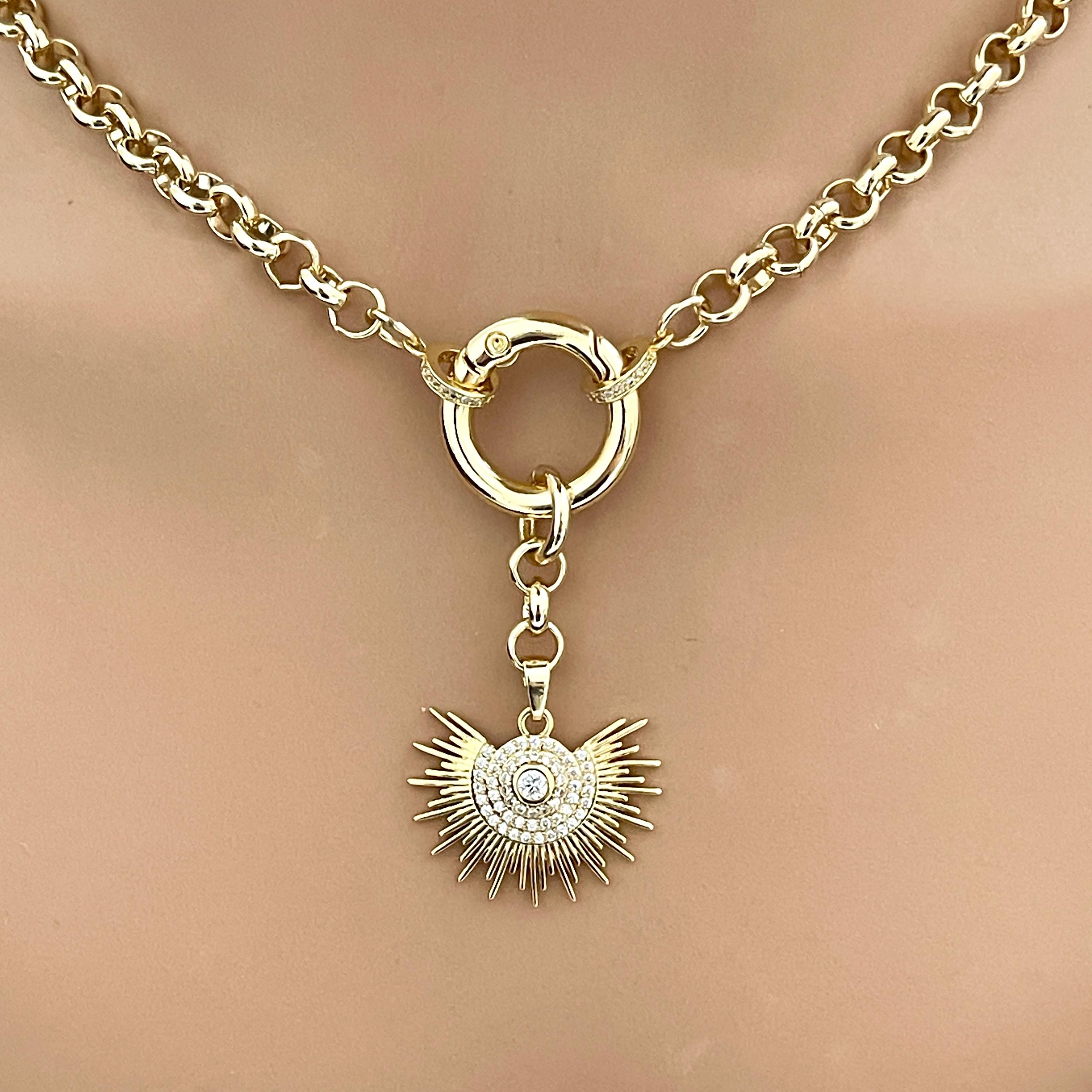 Custom Gold Layering Charm Necklace-Rolo Chain-Choose Your Pendant -Mix And Match Necklace-Gift For Her