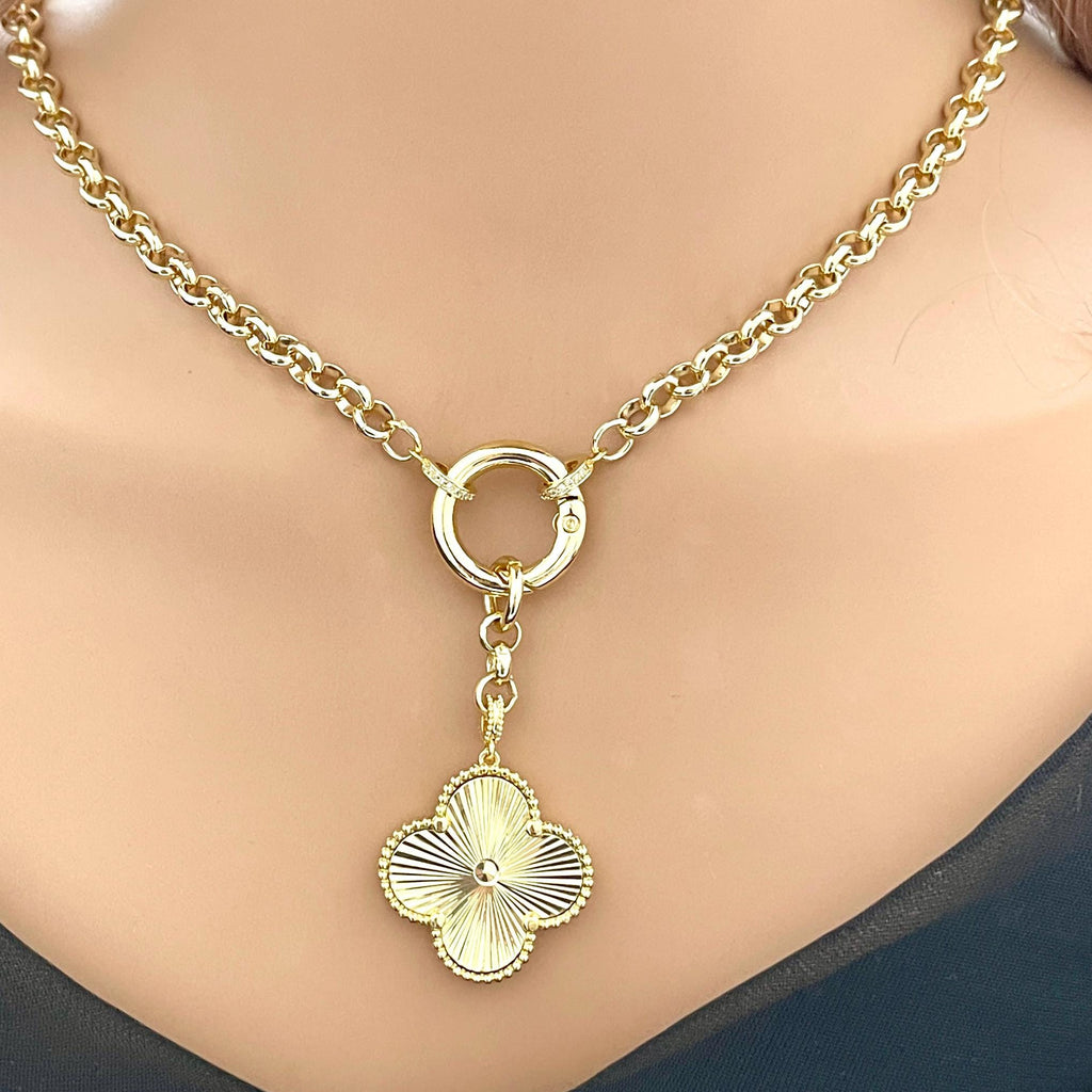 Custom Gold Layering Charm Necklace-Rolo Chain-Choose Your Pendant -Mix And Match Necklace-Gift For Her