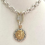 Silver Chain Necklace – French Coin Pendant, Micro Pave Carabiner Clasp