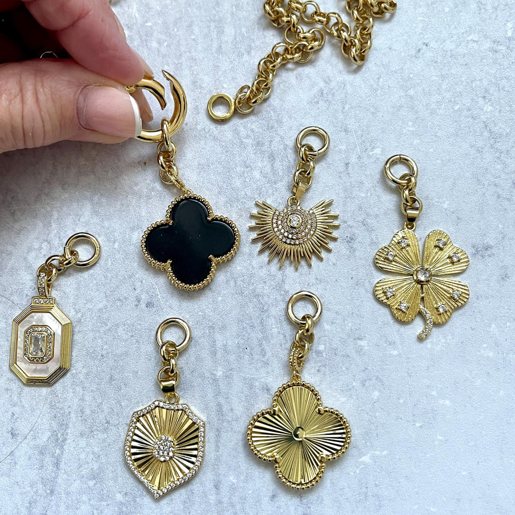 Custom Gold Layering Charm Necklace-Rolo Chain-Choose Your Pendant -Mix And Match Necklace-Gift For Her