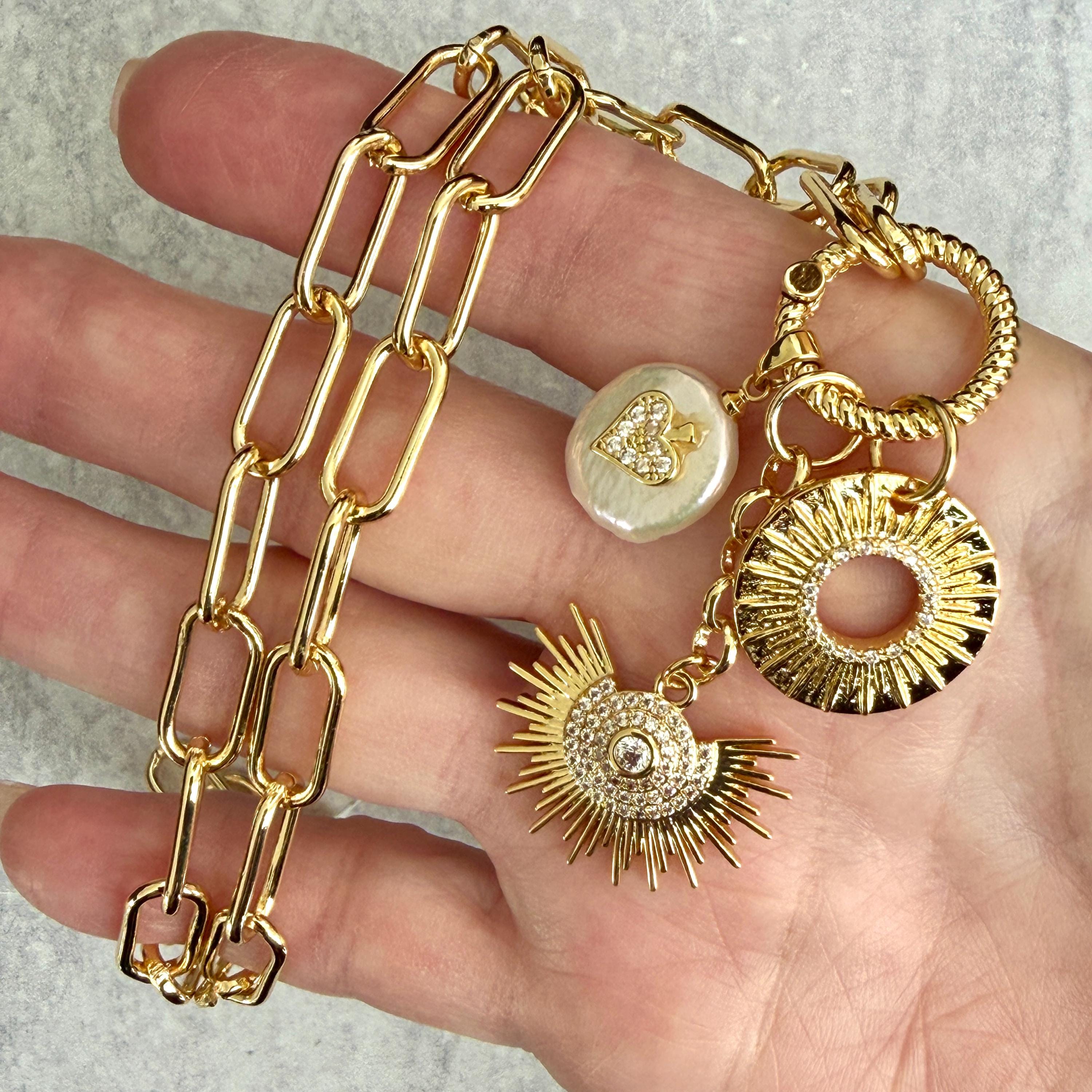 Gold Charm Necklace/Carabiner Gold Chain