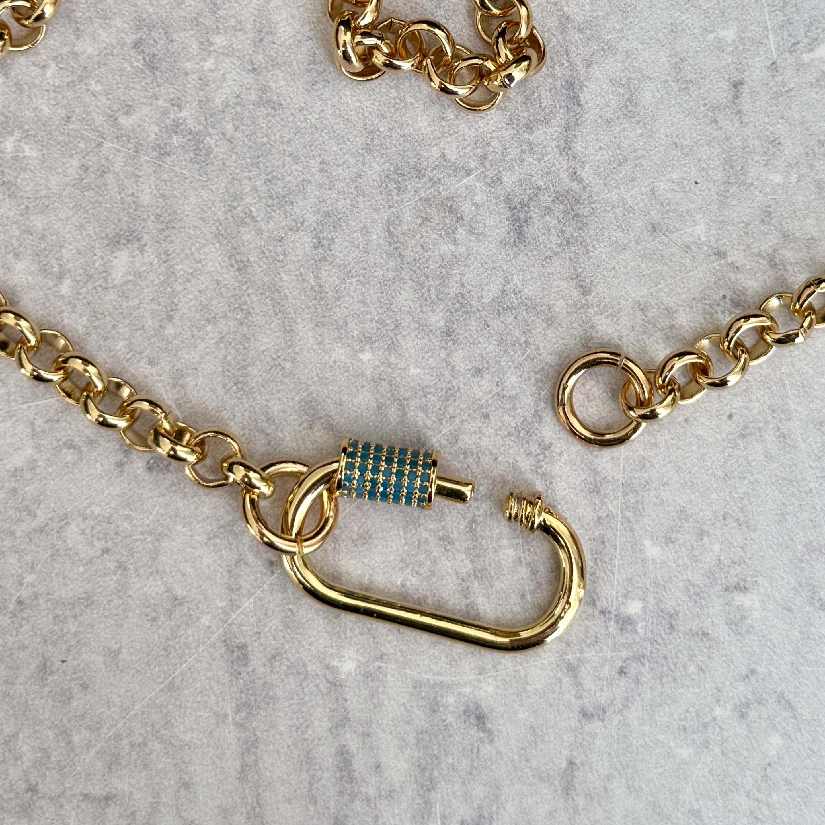 Gold Charm Necklace/Carabiner Gold Chain