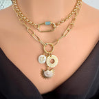 Gold Charm Necklace/Carabiner Gold Chain