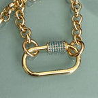 Gold Charm Necklace/Carabiner Gold Chain