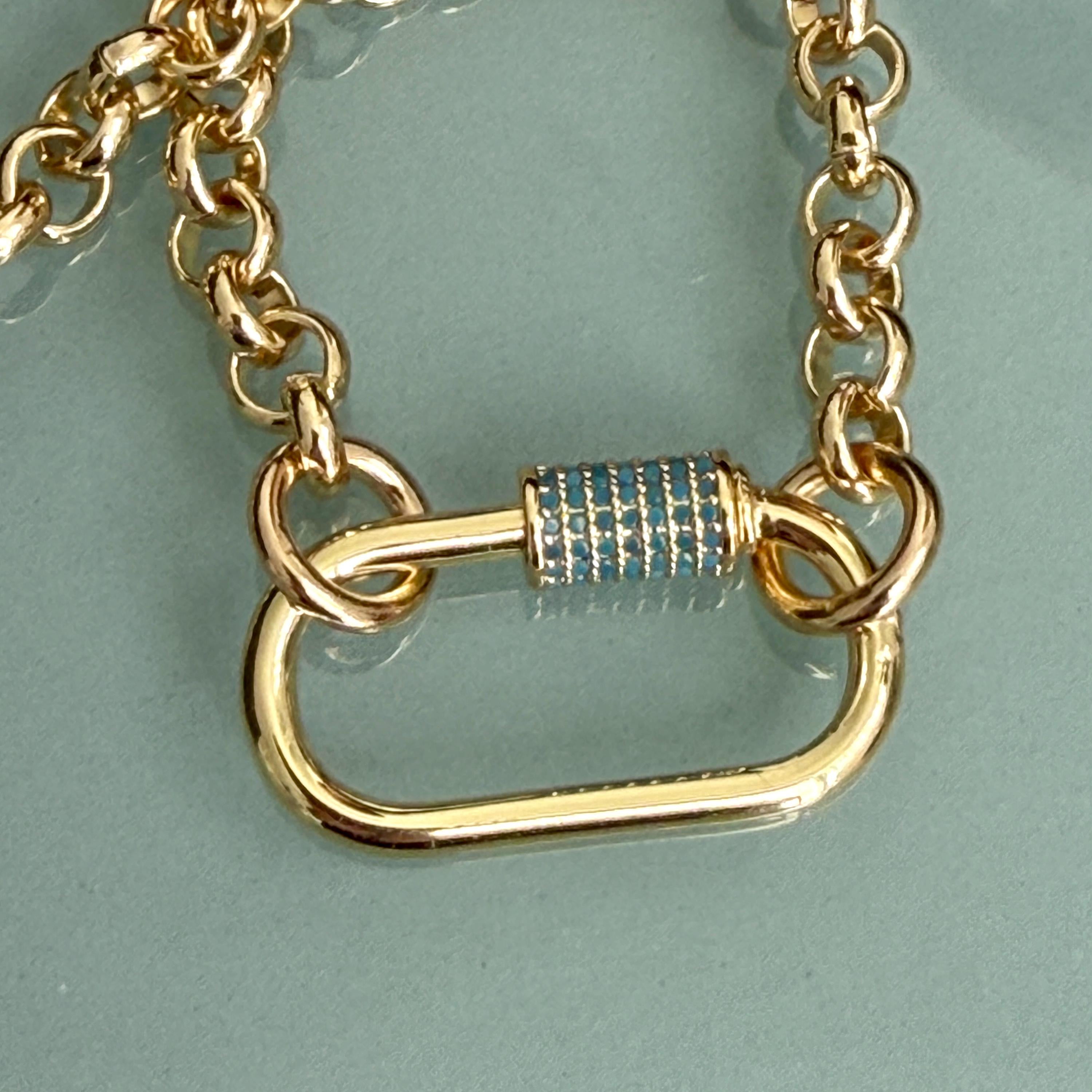 Gold Charm Necklace/Carabiner Gold Chain