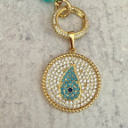 Turquoise Amazonite Bead Necklace-CZ Evil Eye Pendant-CZ Spring Clasp-Gift For Her