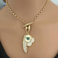 Gold Multi-Charm Necklace/Cubic Zirconia Toggle Charm Necklace