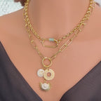 Gold Charm Necklace/Carabiner Gold Chain