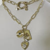 Gold Paperclip Chain-Multi-charm Necklace/Gold Shackle Necklace-CZ Lock Charm