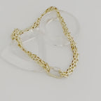 Gold Carabiner Necklace-Chunky Multilink Chain Necklace-Shiny Textured Chain Necklace- Pave Screw Lock Clasp