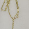 Chunky Gold Mixed Chain Necklace-Thick Chunky Cuban Chain-Rolo Chain-CZ Padlock Charm-Chain Drop Feature-Unique Design-Gift For Her