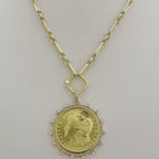 Gold Morgan Dollar Coin Necklace – Cubic Zirconia Bezel