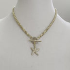 Gold Starfish Pendant Necklace – CZ Toggle Clasp, Wheat Rope Chain