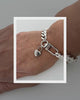 Silver Curb Chain Bracelet- Cuban link Chain-Stack Bracelet-Spring lock closure- Heart Charm.