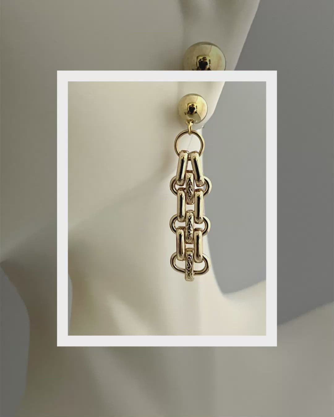 Gold Chain Earring-Drop Dangle Earring -Multi Link Earring-Chain Earrings-Chunky Earrings-Chandelier Statement Earring