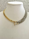 Two-Tone Miami Cuban Chain Necklace-Thick Chunky Chain-Double Layer Cuban Chain-Shackle Clasp-2 Variations-Unique Design-Gift For Her
